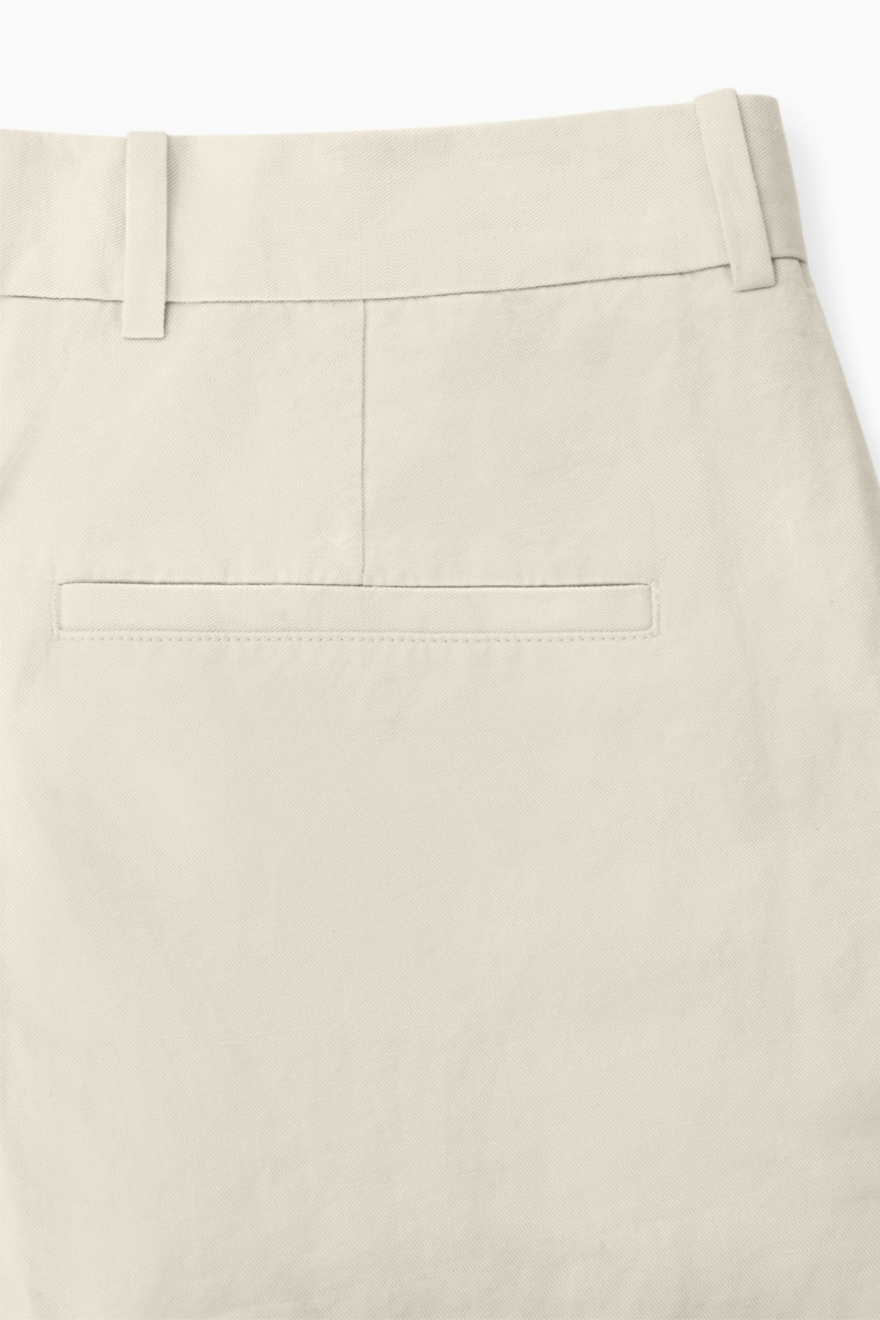 Pantaloni COS Plisat Drept-Leg Linen-Blend Barbati Bej Deschis | Romania-971WKARXL