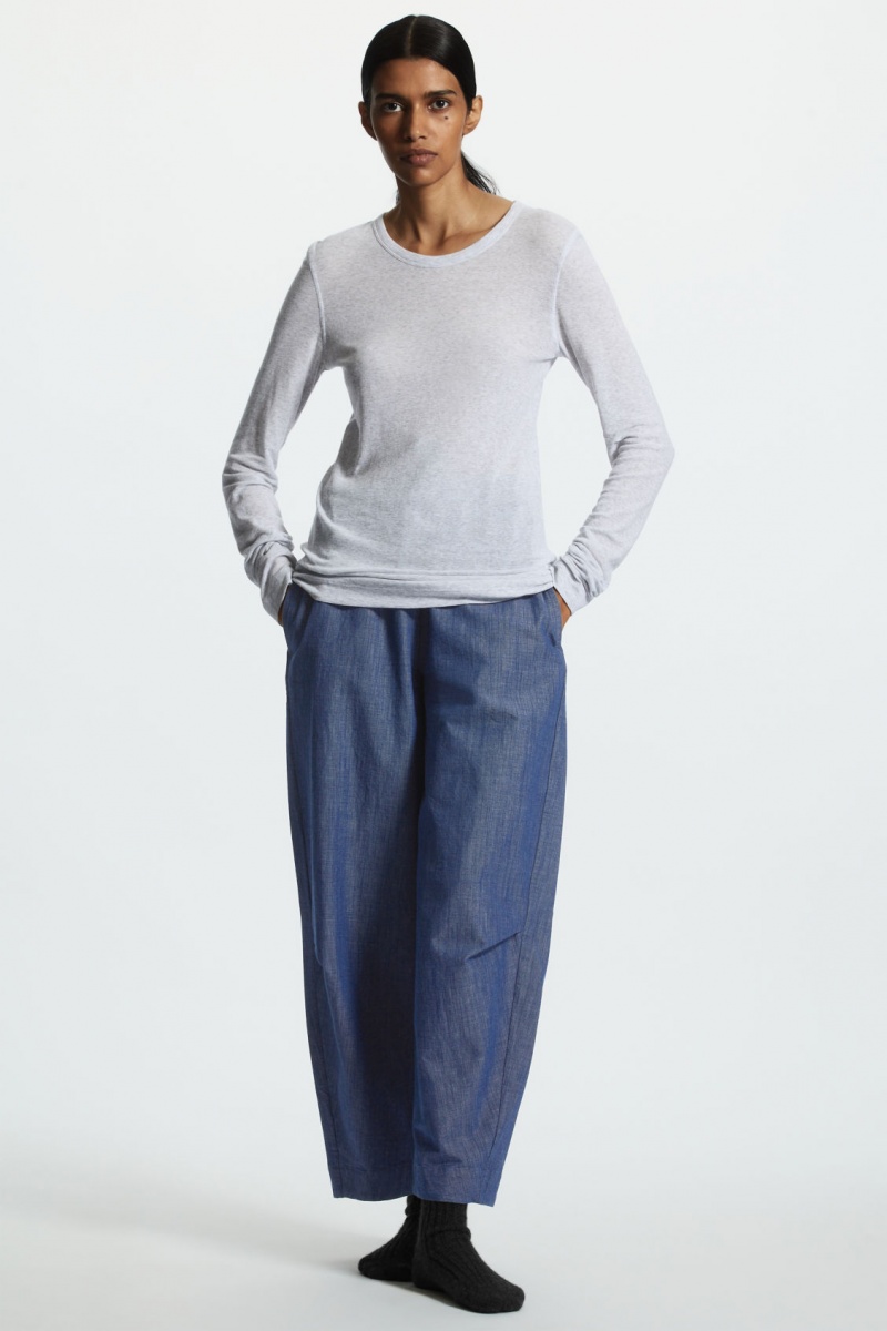 Pantaloni COS Relaxed-Fit Elasticated Panza Dama Albastri Deschis | Romania-152ZWHDUQ