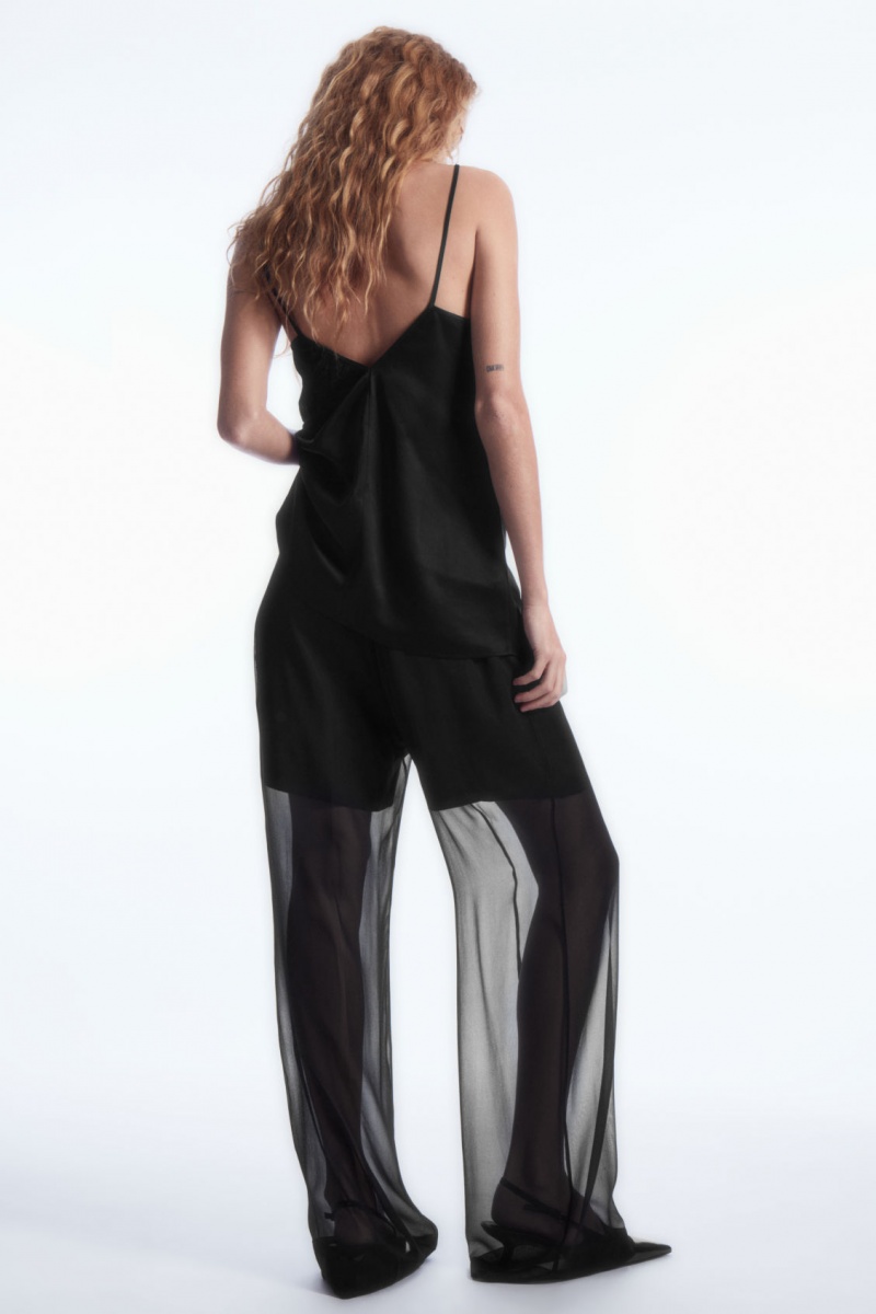 Pantaloni COS Sheer Silk Dama Negrii | Romania-579URWTKO