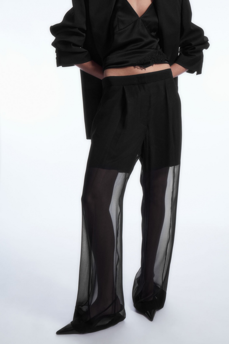 Pantaloni COS Sheer Silk Dama Negrii | Romania-579URWTKO