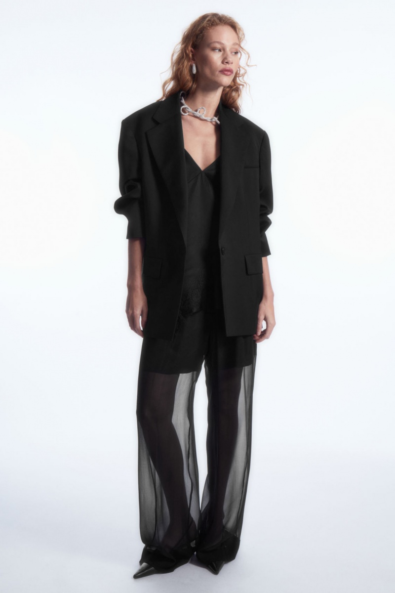 Pantaloni COS Sheer Silk Dama Negrii | Romania-579URWTKO