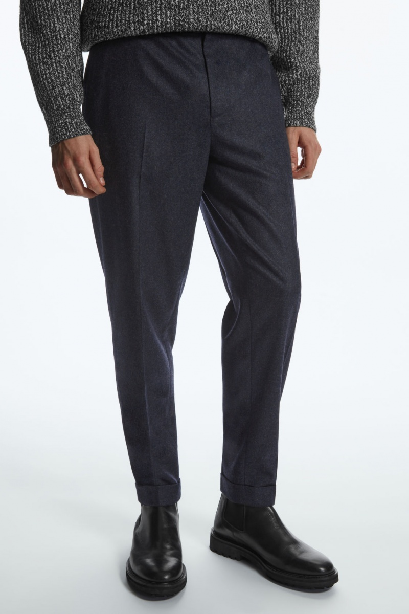 Pantaloni COS Tapered Lână Barbati Bleumarin | Romania-695NZUVBQ