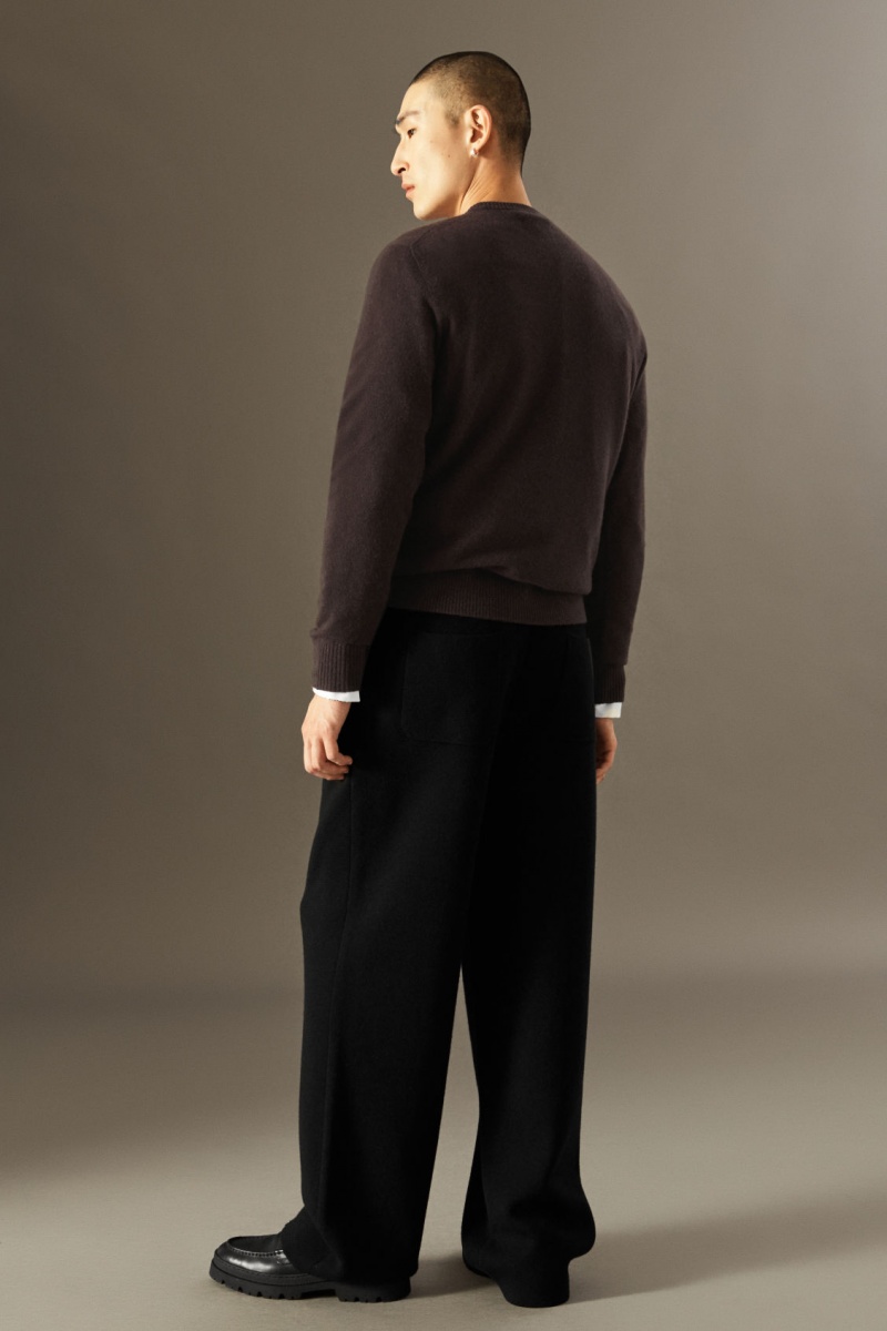 Pantaloni COS Tricotate Merino Lână Drept Barbati Negrii | Romania-507XZLFJB