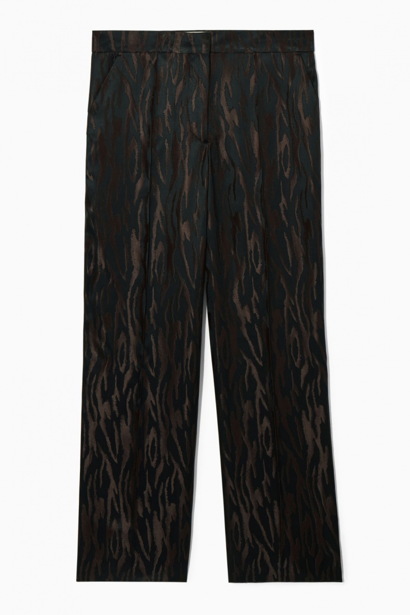 Pantaloni COS Zebra-Jacquard Tailored Dama Maro Inchis Negrii | Romania-059GXALCQ