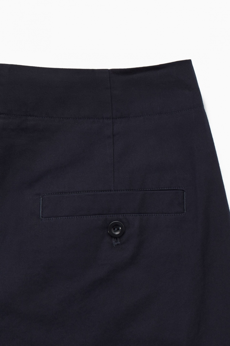 Pantaloni Chino COS Plisat Barrel-Leg Twill Dama Bleumarin | Romania-036VOGDQM