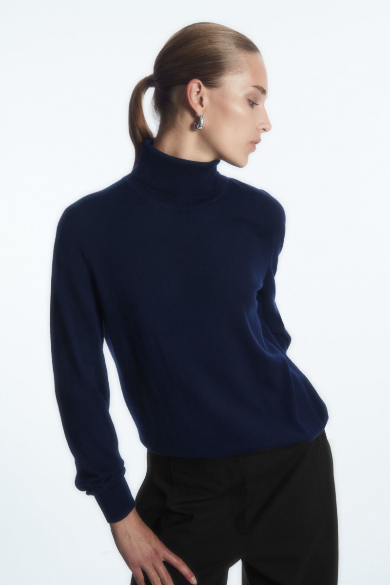 Pulovere COS Merino Lână Roll-Neck Dama Bleumarin | Romania-349QVPSGT