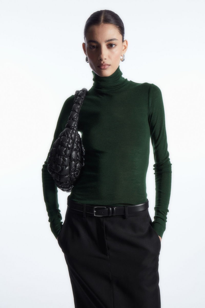 Pulovere COS Merino Lână Turtleneck Top Dama Verzi Inchis | Romania-257MRHWTZ