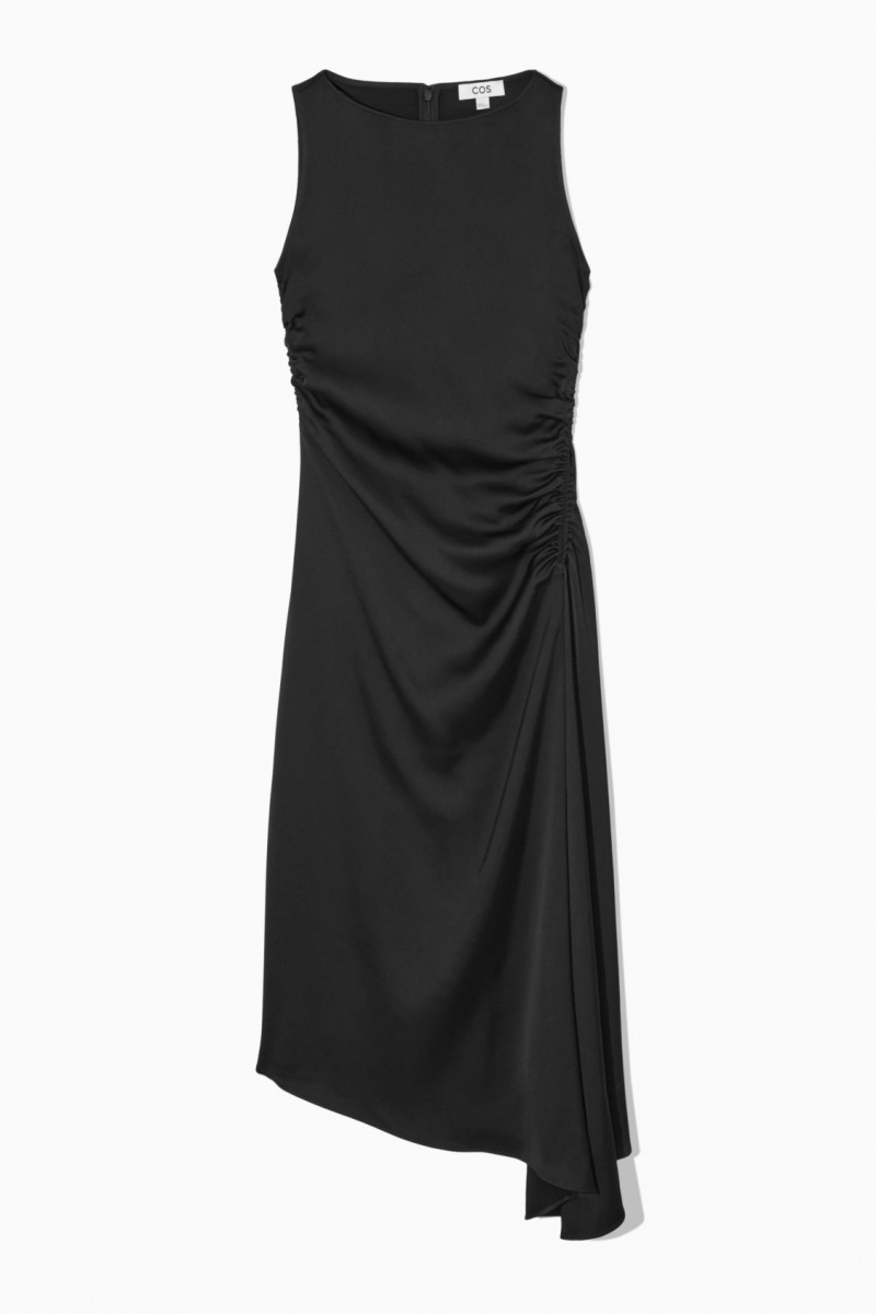 Rochie COS Asymmetric Gathered Satin Midi Dama Negrii | Romania-475VNMAYD