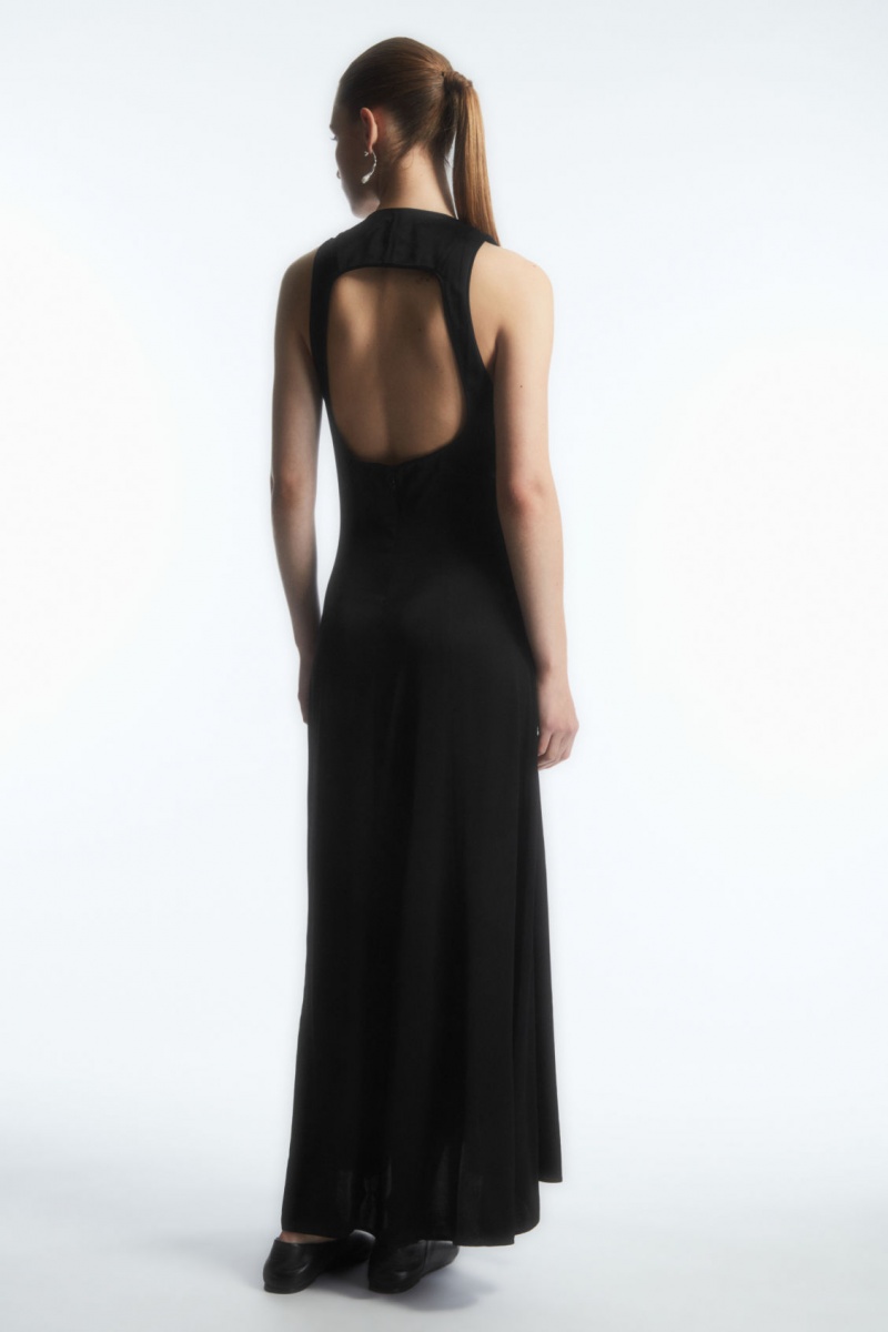 Rochie COS Plunge Open-Back Maxi Dama Negrii | Romania-640NBIJER