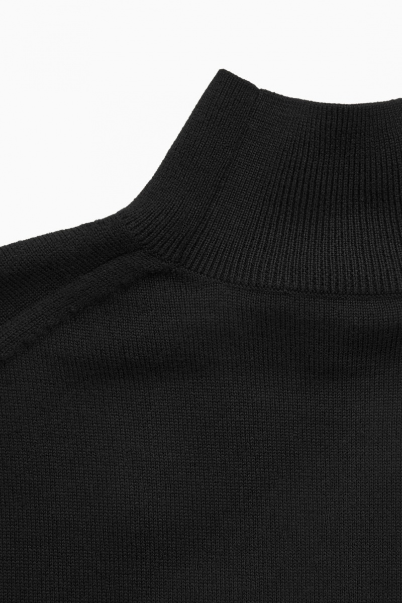 Rochie COS Usori Merino-Lână Turtleneck Dama Negrii | Romania-180ECKYNQ