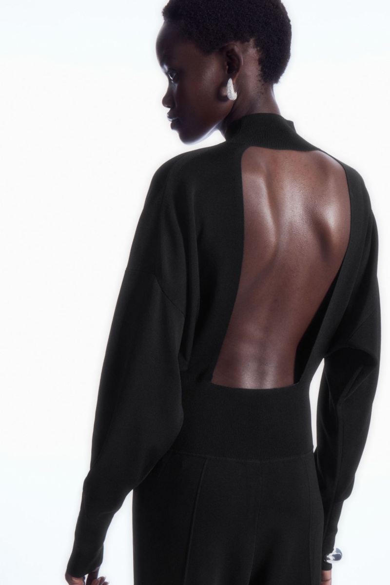 Salopeta COS Backless Tricotate Turtleneck Dama Negrii | Romania-891JPFWUE