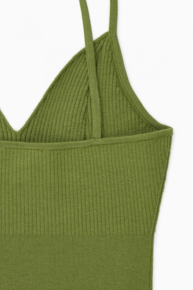 Sutiene COS Cu Nervuri-Knit Merino Lână Bralette Dama Verzi Inchis | Romania-602AIOUTH