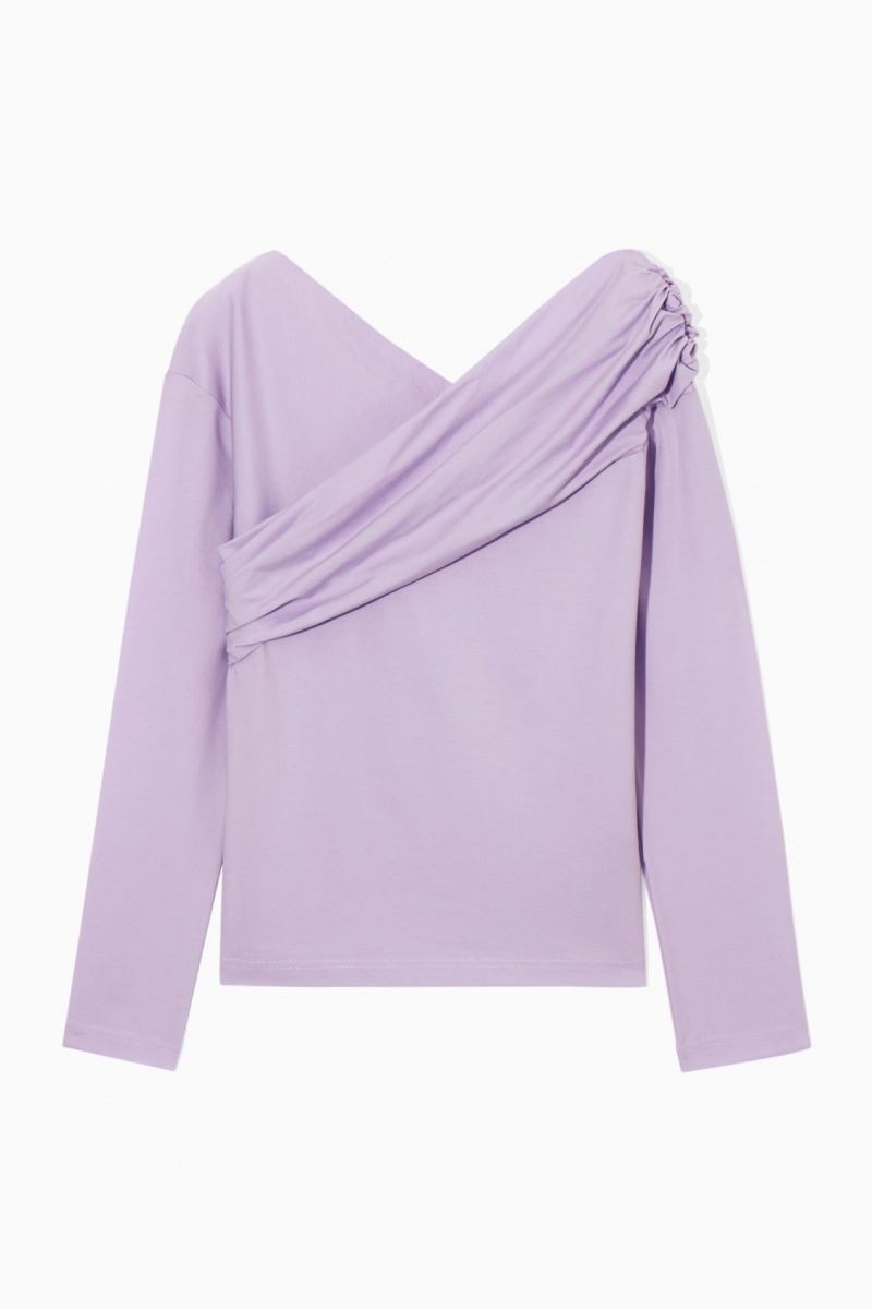 Topuri COS Gathered Off-The-Shoulder Asymmetric Dama Violet Deschis | Romania-485OKFCNT