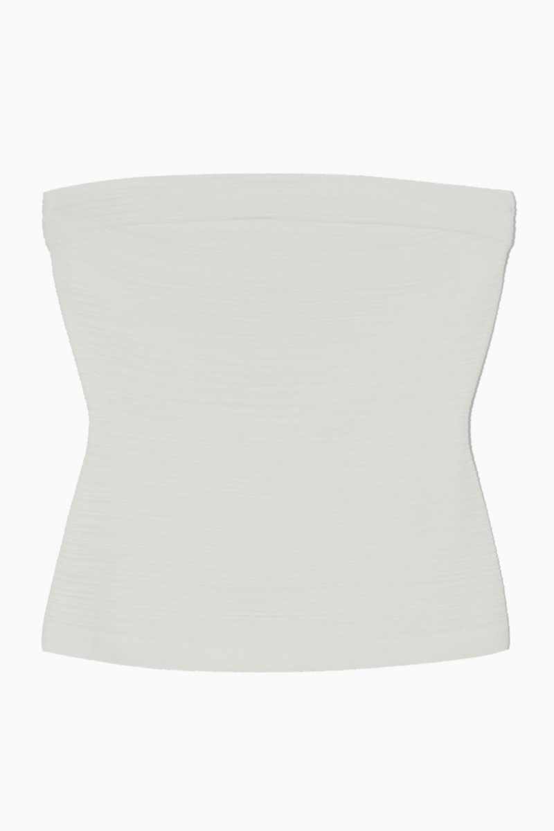 Topuri COS Textured Bandeau Dama Albi | Romania-179CYIAUT