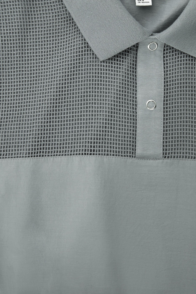 Tricouri Polo COS Mesh-Panel Barbati Gri | Romania-920SINHBC