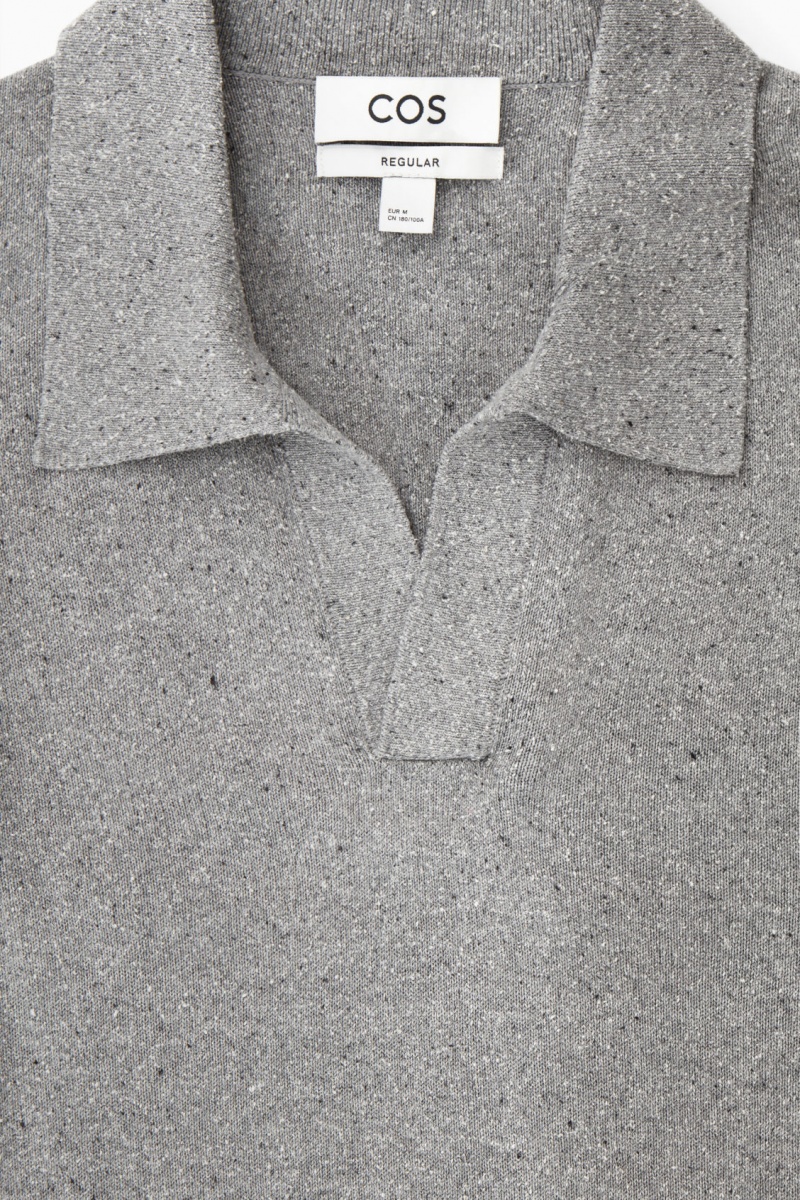 Tricouri Polo COS Open-Collar Tricotate Silk Barbati Gri | Romania-306WEAVTO