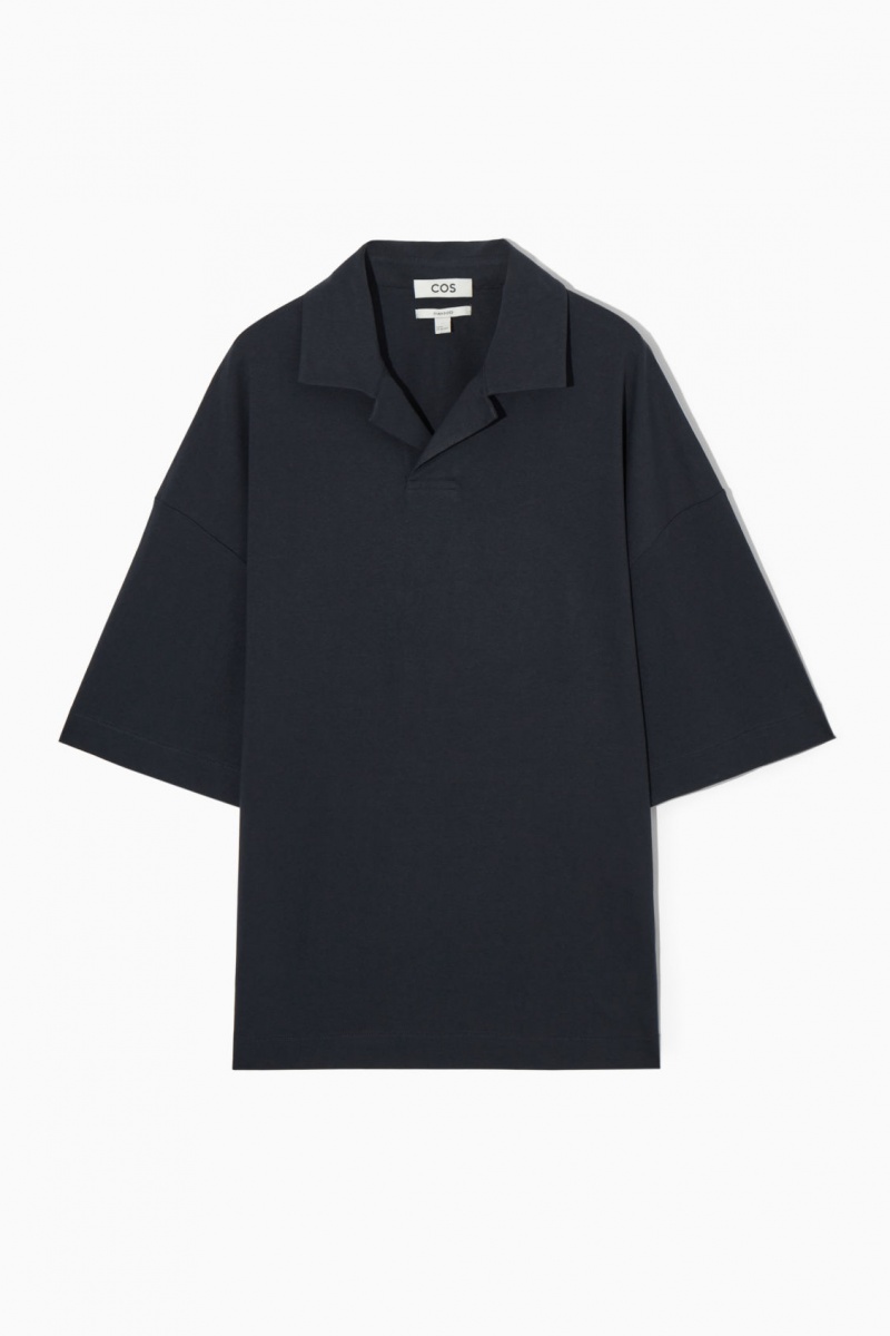 Tricouri Polo COS Oversized Open-Collar Barbati Bleumarin | Romania-508PWKULR