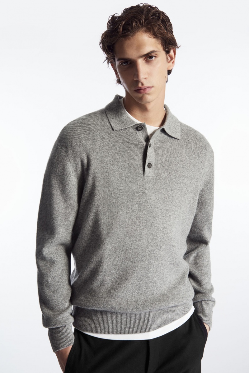 Tricouri Polo COS Pure Cashmere Barbati Gri | Romania-891RITCOD