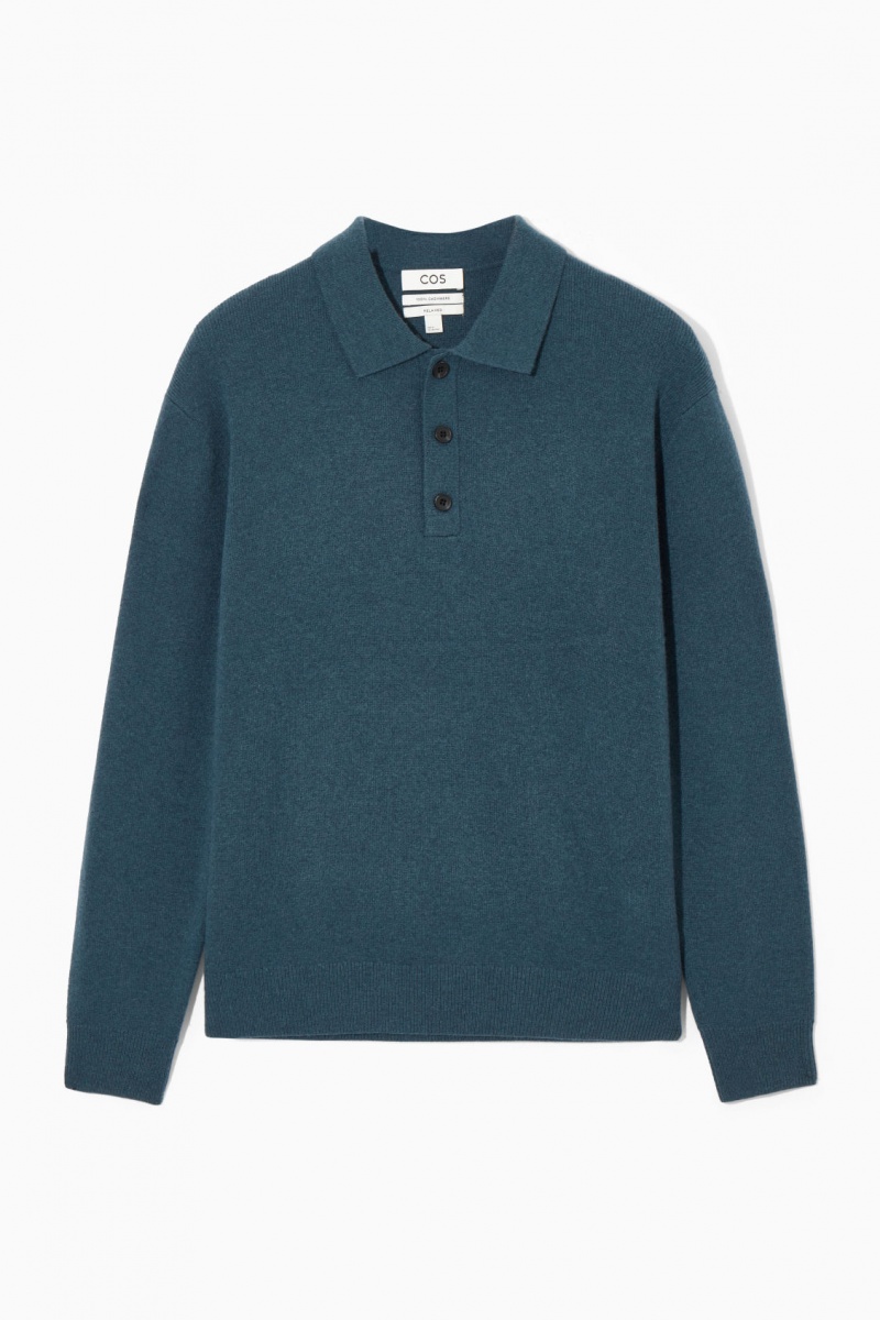 Tricouri Polo COS Pure Cashmere Barbati Turcoaz | Romania-706GVBJMD