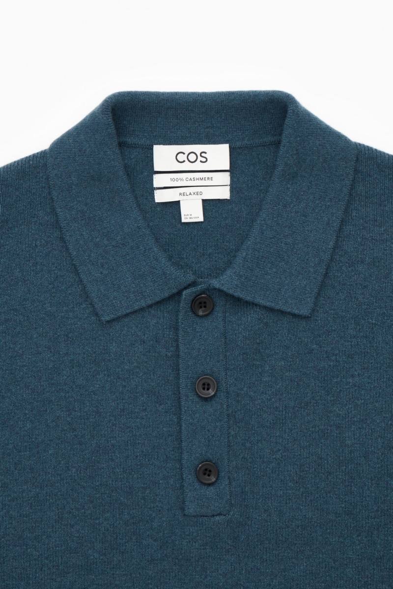 Tricouri Polo COS Pure Cashmere Barbati Turcoaz | Romania-706GVBJMD